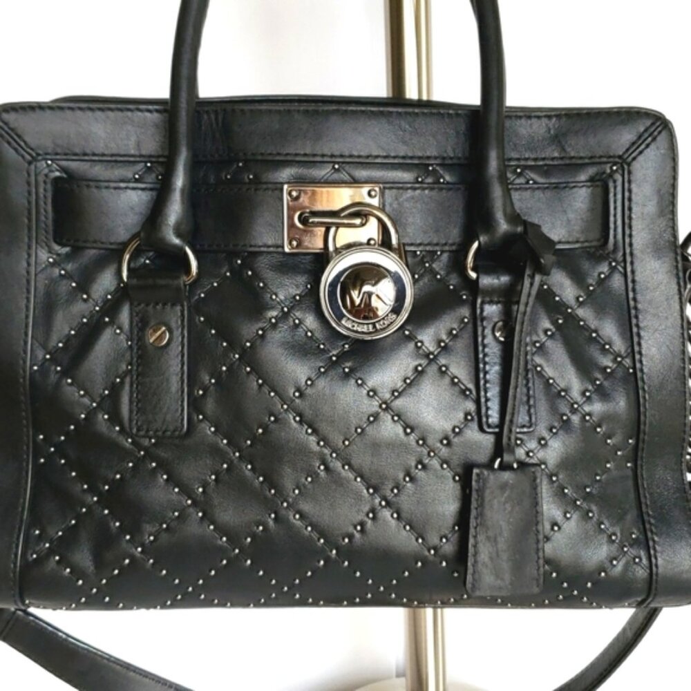 Michael Kors Micro-stud Hamilton Quilted Leather East West Satchel Shoul…